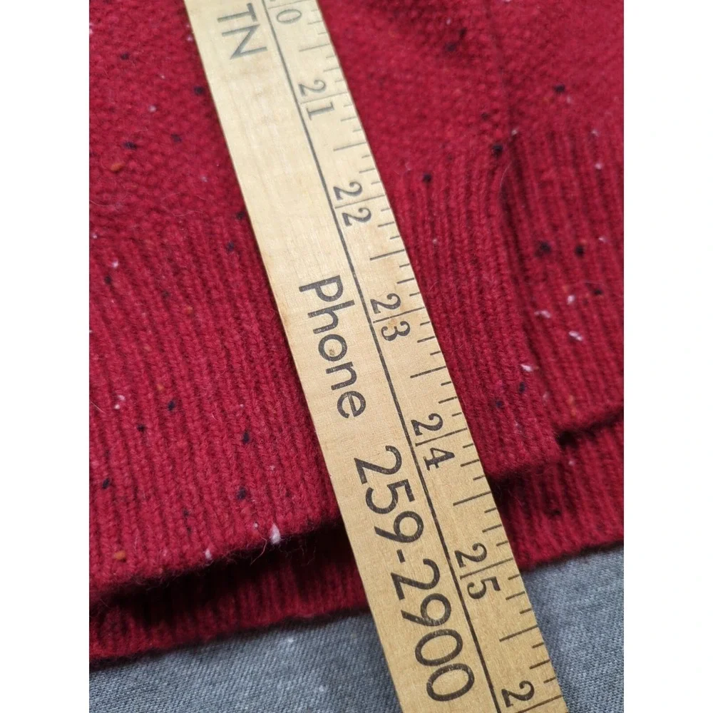JoS A BANK Lambswool Speckled Red Sweater 1/4 Zip Pullover Mens Size L with Tags